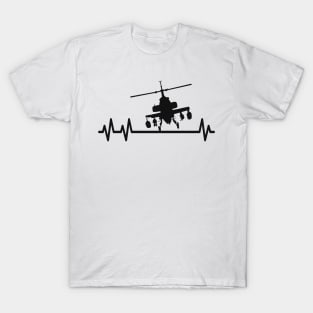 Attack Helicopter Combat Pilot Heartbeat Pulse T-Shirt